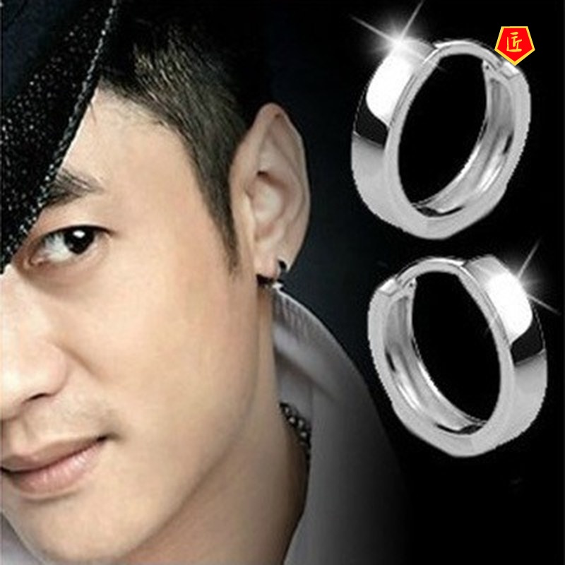 [Ready Stock]Glossy Silver Couple Earrings Korean Style