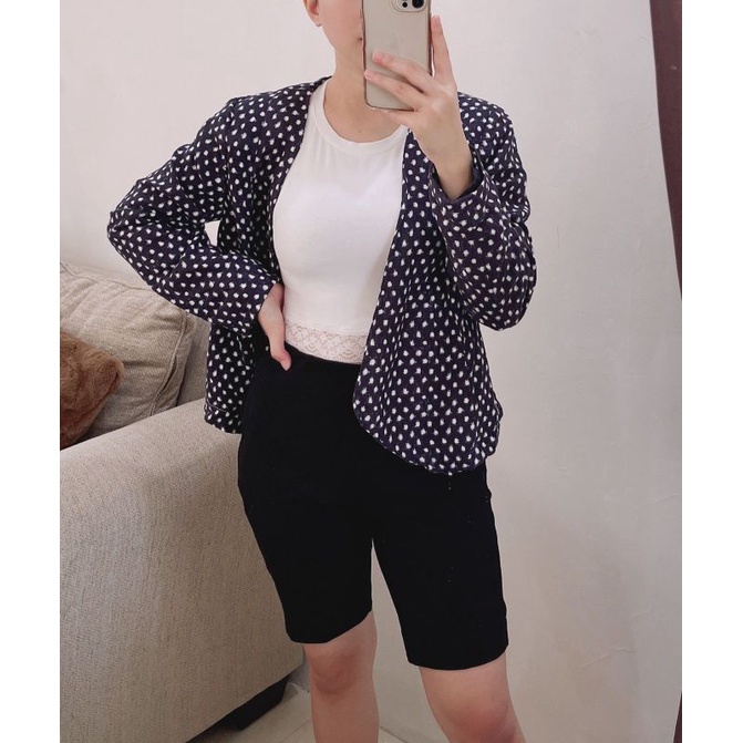 Loft Open Front Cardigan Print Navy