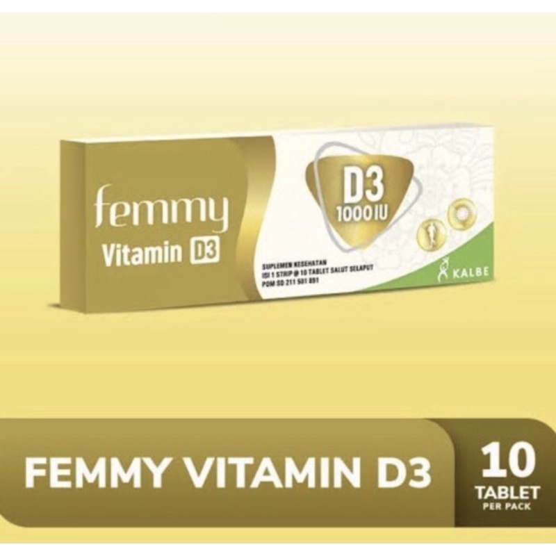 Femmy vitamin D3 1000 IU box 10 tablet ( memenuhi kebutuhan vitamin D )