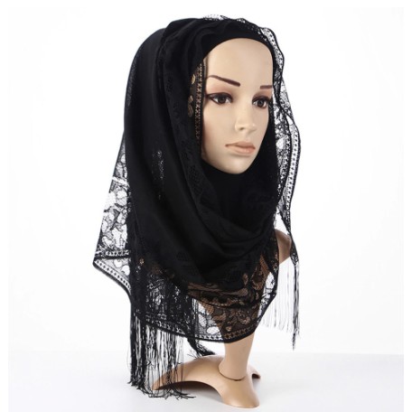 Syal Hijab Panjang Lace Hollow YL