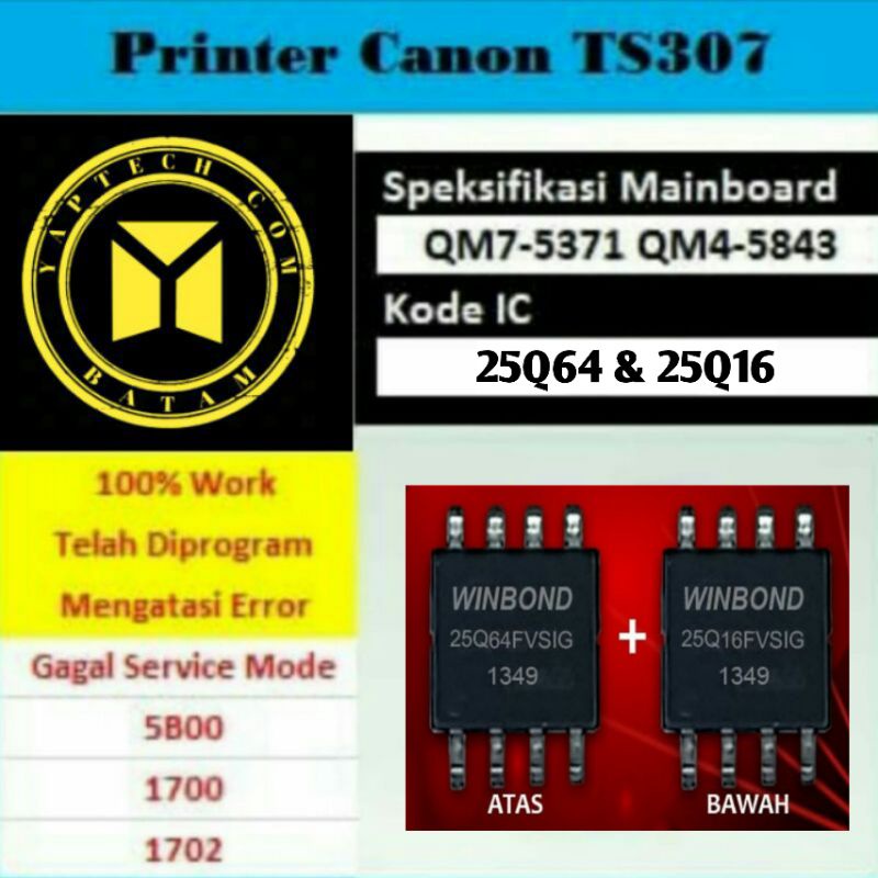 IC TS307 Atas Bawah Ic Bios 25Q64 dan Ic Eprom 25Q16