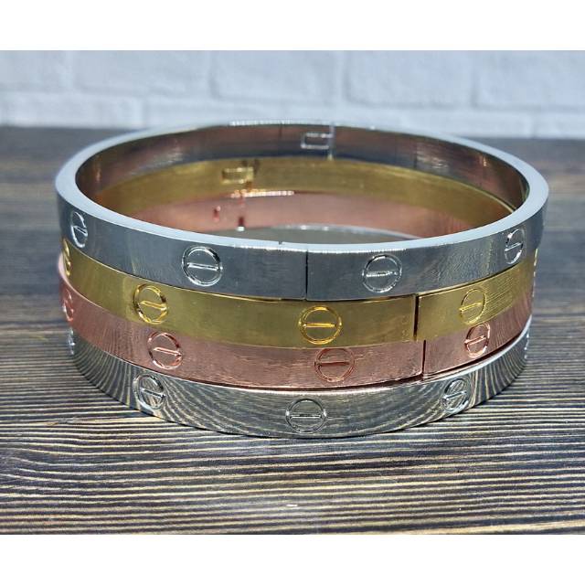 Gelang Titanium Steel Warna Rose Gold  Korea fashion Pelajar Wanita v22