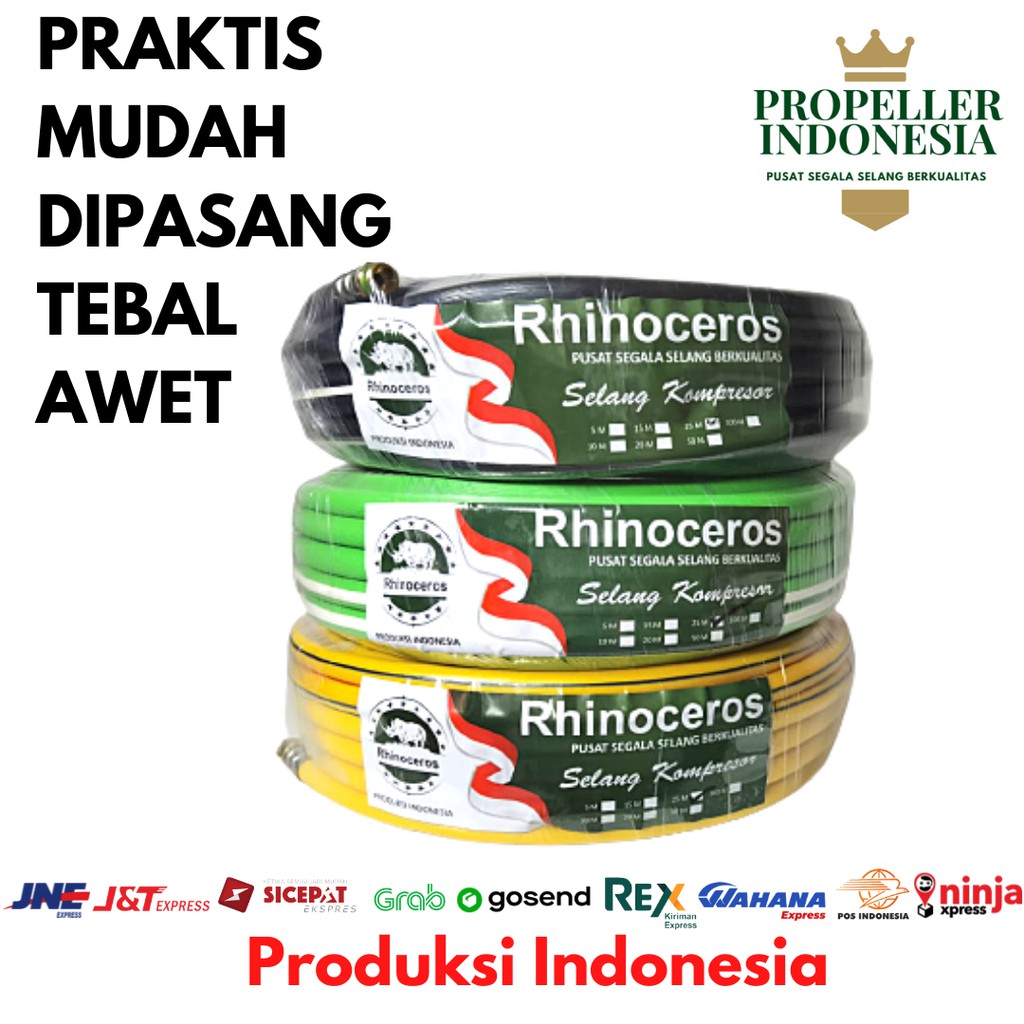 Selang Paket Kompresor Hitam 25M RHINOCEROS Selang Kompresor Angin Selang Kompresor Angin