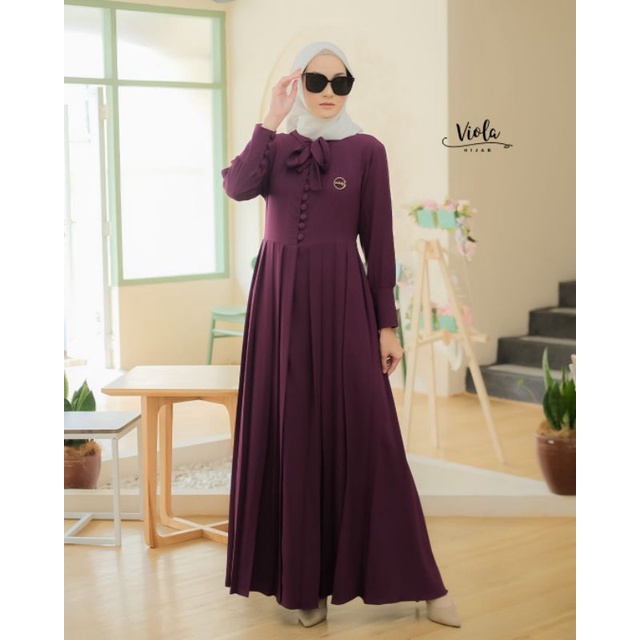 GAMIS MUSLIMAH MODERN TERBARU TERMURAH 2022 HASEENA DRESS SIMPLE ELEGAN CANTIK ORI VIOLA HIJAB