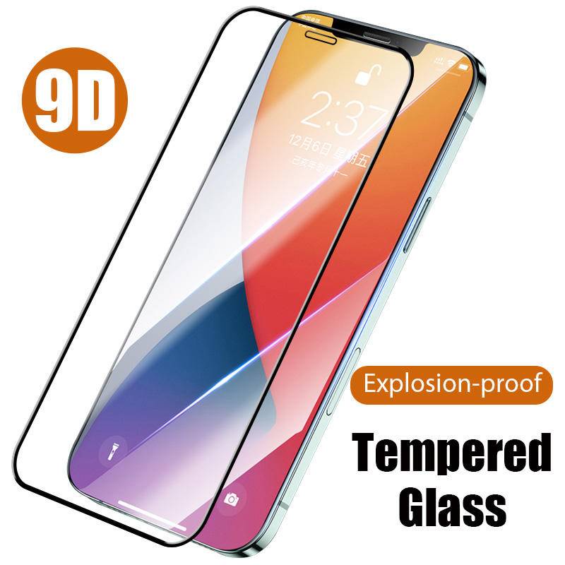 Pelindung Layar Tempered glass 9D HD Untuk iPhone 13 12 11 Pro MAX Mini X XS MAX XR SE 2022 2020 6 6s 7 8 Plus