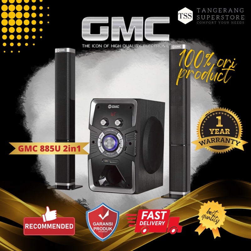 SPEAKER MULTIMEDIA GMC 885U 21N1 SOUNDBAR SPEAKER SUPER BASS BLUETOOTH PENGERAS SUARA