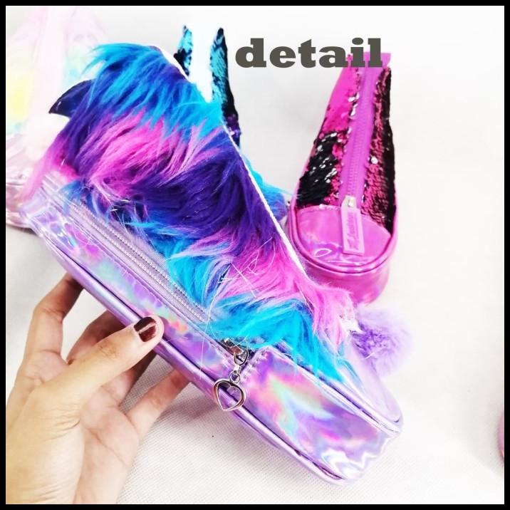 

Kotak Pensil Sepatu Sequin Bulu / Tempat Pensil Sepatu Sequin Bulu