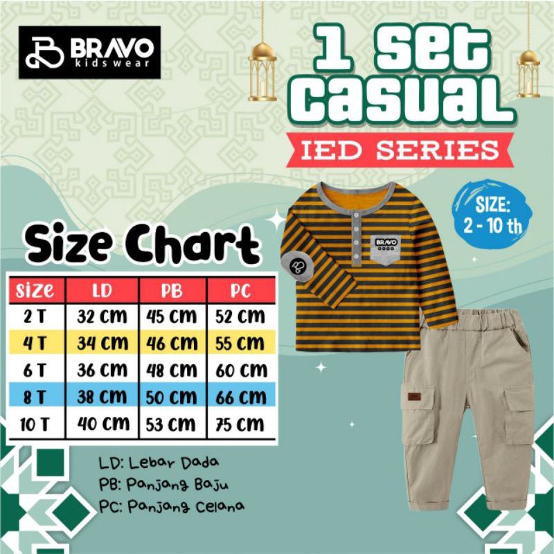 Afsheenastore Bravo Set Casual Setelan Anak Laki 2-10T