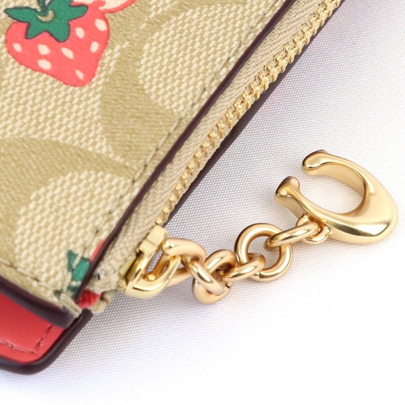 Coach Snap Card Case With Strawberry Print