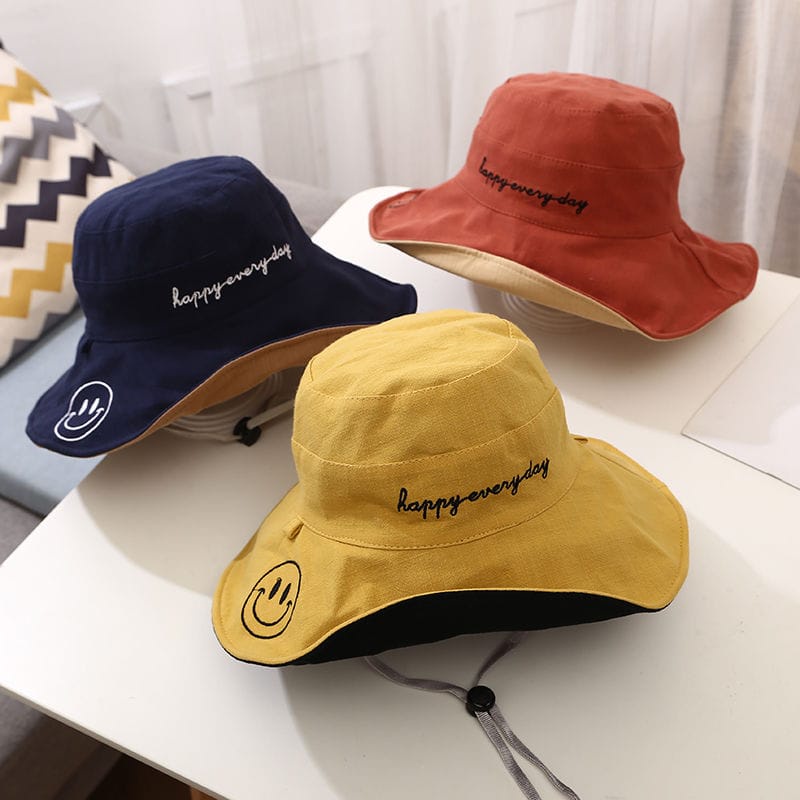 Topi wanita Bucket Hat double sided tebal premium mode in korea pabrik resmi