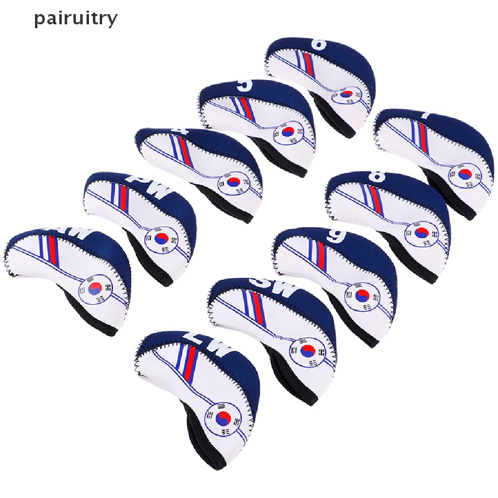 Prt 10Pcs / set Cover Pelindung Kepala Tongkat Golf Bahan Neoprene  Prt Buku Literatur Klasik