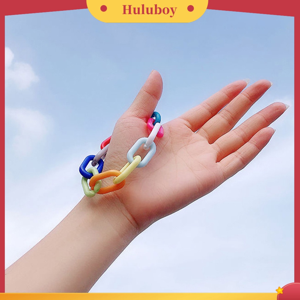 Hu Hu Hu Hu Hu Alat Bantu Pasang Kacamata♡ Gelang Rantai Cuff Link Bahan Resin Warna Pelangi Untuk Wanita