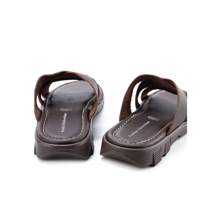 SANDAL SLIDE KULIT ANDRE VALENTINO PRIA ORIGINAL CASUAL COKLAT AVM16