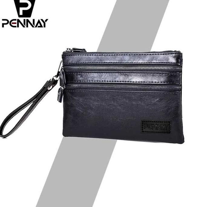 Pennay Tas Tangan Kulit Pria Import V7780 Clucth Pria Fashion Korea - Hitam