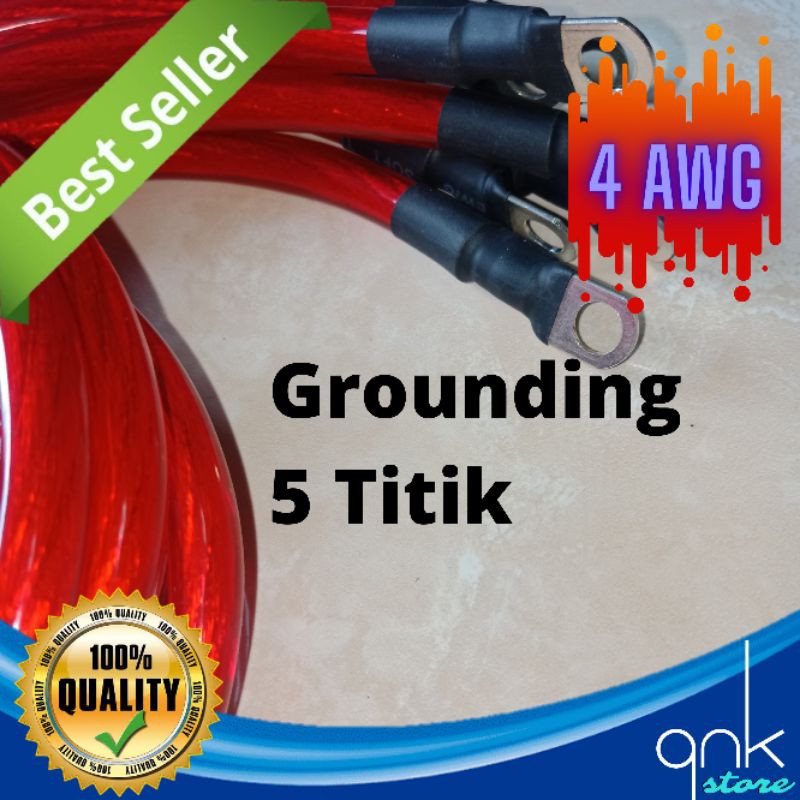 Kabel Grounding 5 Titik 4 AWG Merah Kabel Negatif Kabel Massa 1 Set