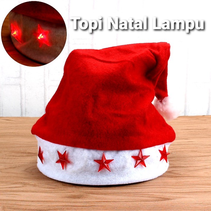 Topi Natal Lampu Nyala Merry Christmas Kostum Santa Hat Cosplay Murah GROSIR