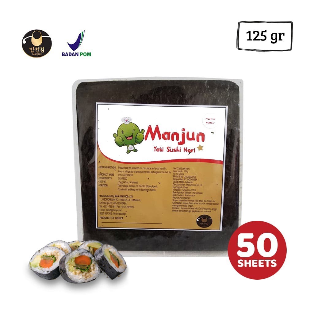 MANJUN NORI SUSHI 50 LEMBAR HALAL- KOREAN YAKINORI SUSHI BENTO