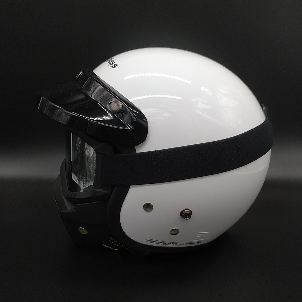 Helm Cargloss Retro | Super Whity White + Goggle Mask