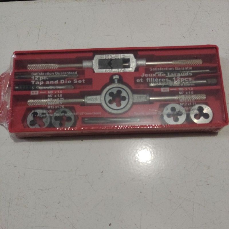 hand tap and die set 12pcs / tap dan senai set 12pcs