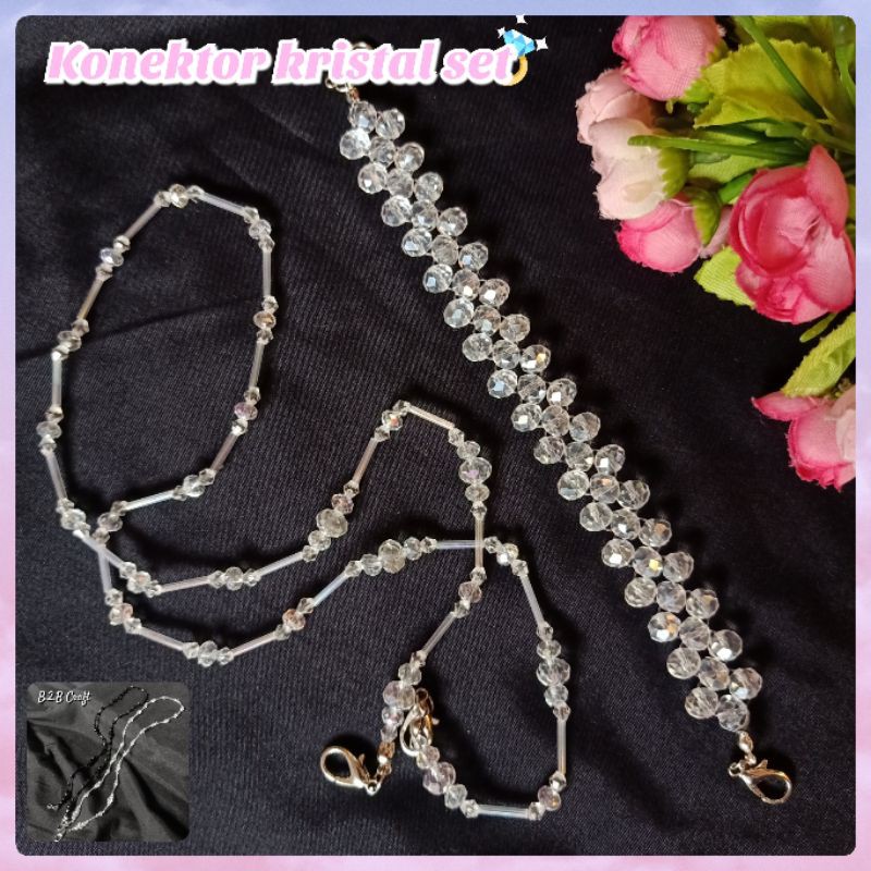 Set Kalung masker kristal dan konektor kristal, 2 fungsi