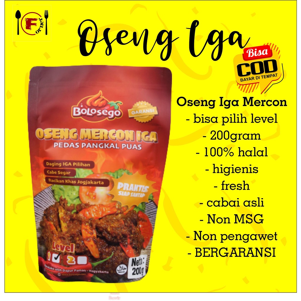 

Oseng Mercon Iga Sapi - by Bolosego (Level Pedas 0-3) Kemasan 200gr 100% Halal