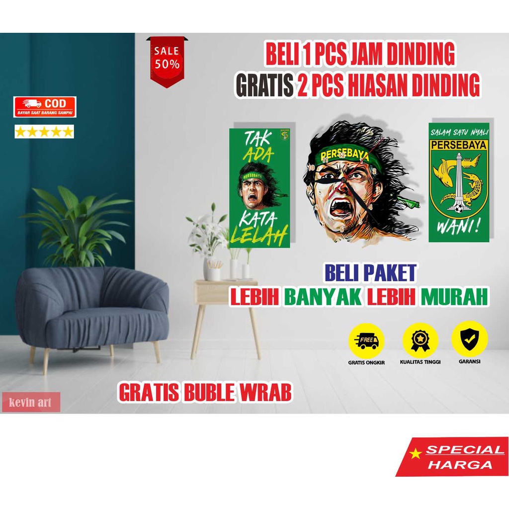 JAM DINDING KAYU UNIK 3d DEKORASI DINDING LOGO PERSEBAYA KEREN TERBARU BELI 1 GRATIS 2 DISKON MINIMALIS AESTHETIC MURAH ARTISTIK HIASAN DINDING KAMAR TIDUR POSTER TEMPEL TEMBOK GAMBAR PERSEBAYA JAM DINDING BESAR UKURAN JUMBO MEWAH KLASIK DEKORASI 1 SET