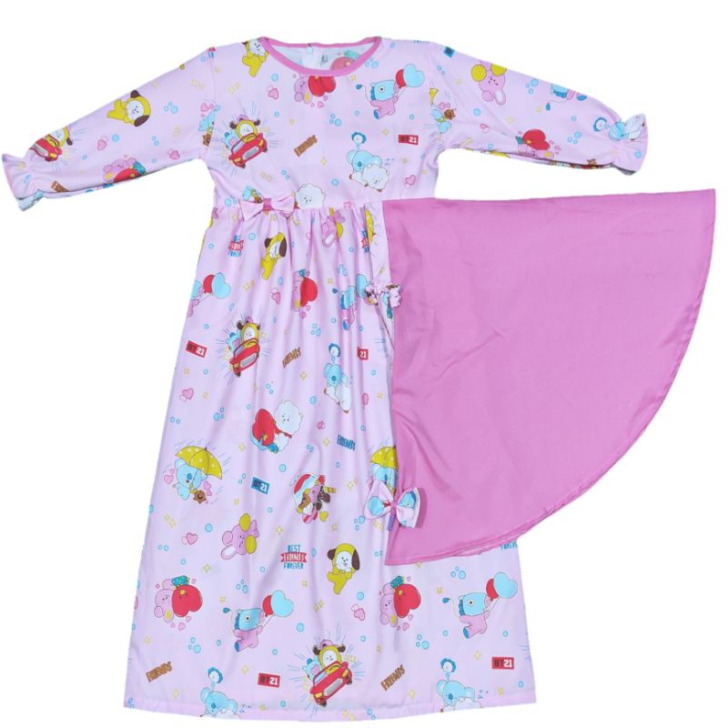 Gamis anak katun catra+hijab 2-6tahun
