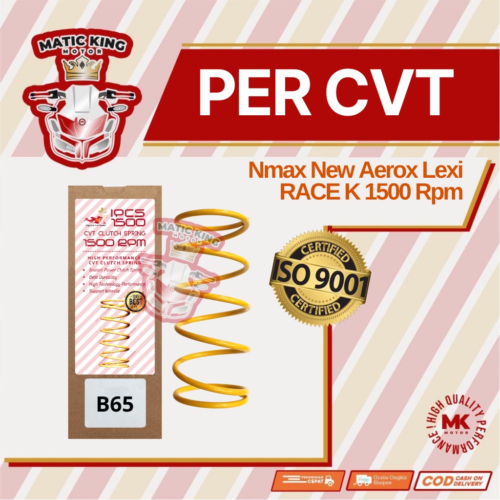 Per CVT Puli Pully Racing B65 Aerox Nmax New Lexi  125 150 155 Race K 1500 RPM