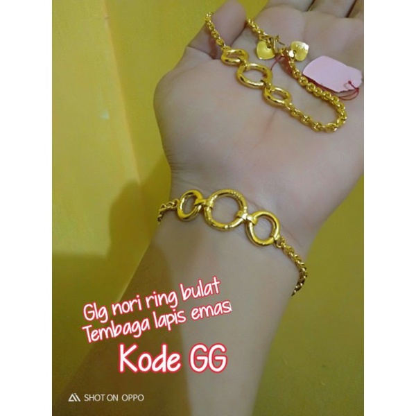 gelang nori ring bulat sepuhan tembga ems24k