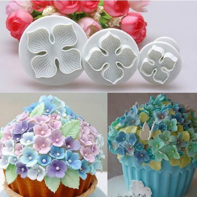 Fondant Plunger Cutter - Cetakan Fondant Hydrangea Flower (3pcs)