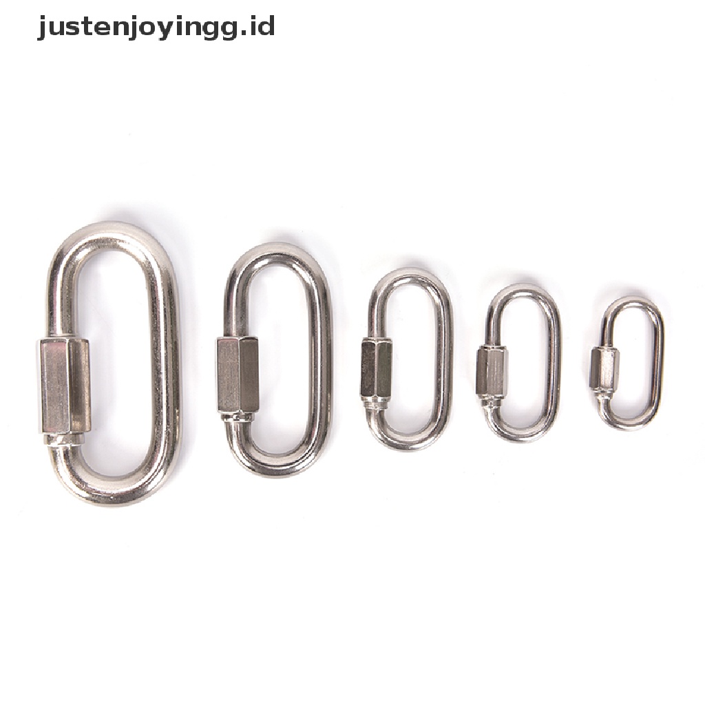 【justenjoyingg.id】 Stainless Steel Screw Lock Climbing Gear Carabiner Quick Links Safety Snap Hook .