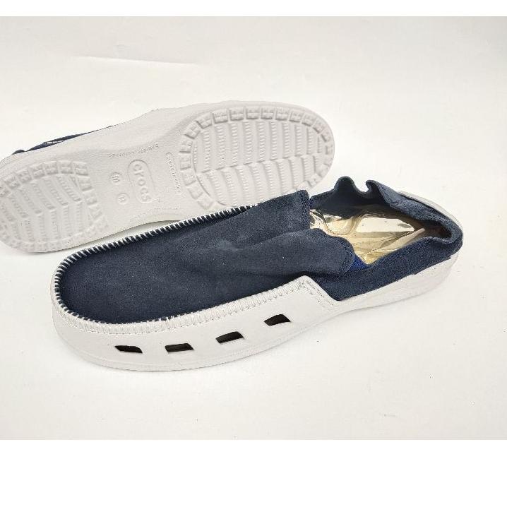 Promotion--Sepatu Crocs Tideline Leather Slip On / Crocs Tideline Suede / Crocs Pria / Sepatu Slip O