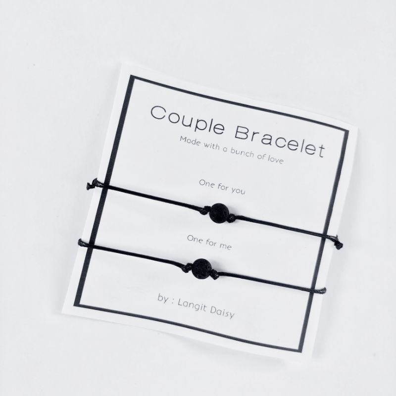 Gelang Pasangan  Couple Manik Batu Lava | Gelang Tali Super Tipis Waterproof  Anti Air | Gelang Cowok Cewek | Gelang Capel Coupel Kapel Caple Bracelets Beeds gelang Simple Couple Gelang Vintage minimalis