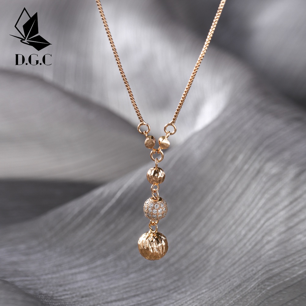 ✨D.G.C✨Kalung Wanita Lapis Emas Mewah Bola Liontin Berlian Aksesoris Titanium Jewelry Fashion Perhiasan D118