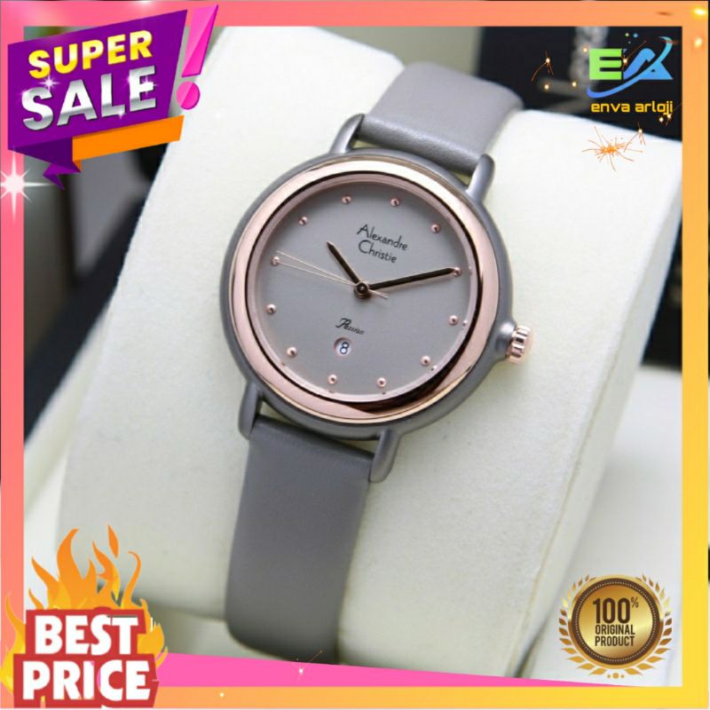 JAM ALEXANDER CHRISTIE WANITA AC 2963 ORIGINAL TERBARU MURAH ORI ANALOG TALI RUBBER KARET CEWEK GARA