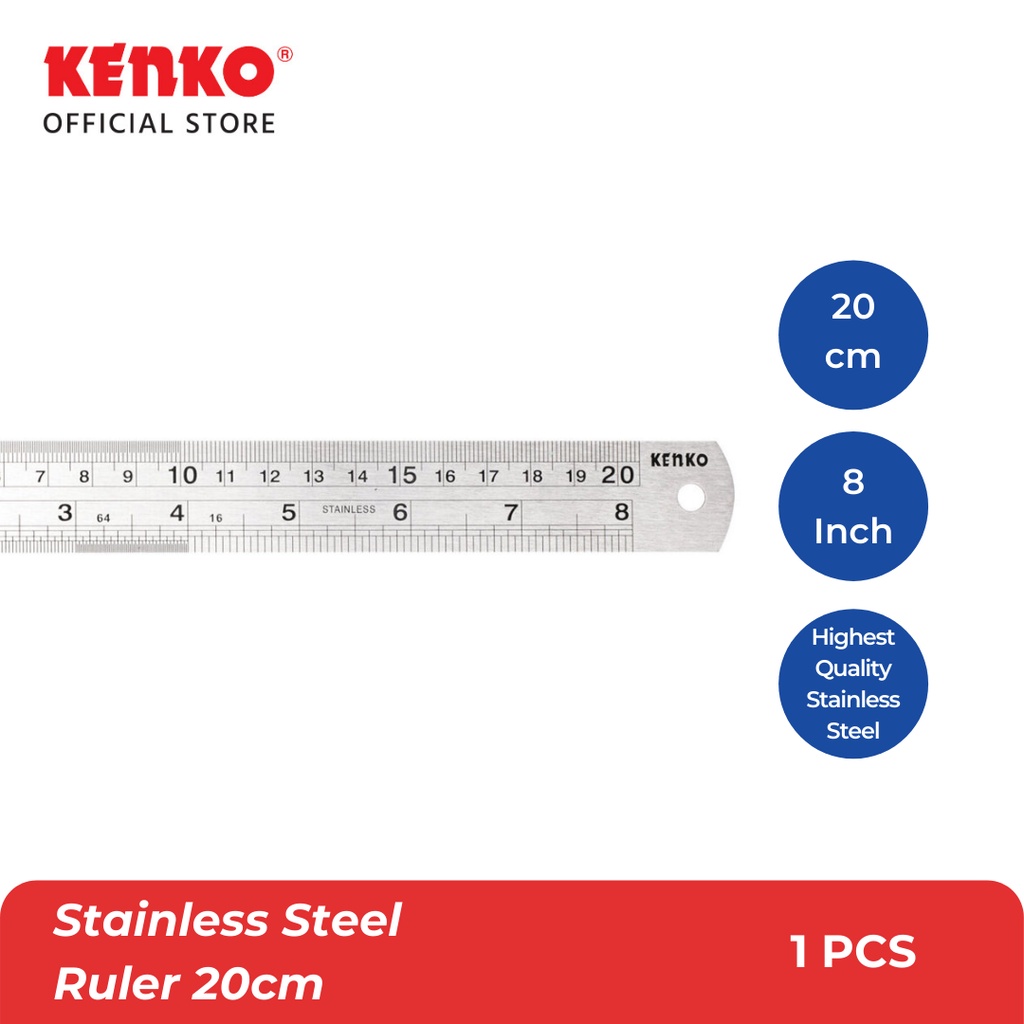 

KENKO STAINLESS STEEL RULER / Penggaris Besi 20CM