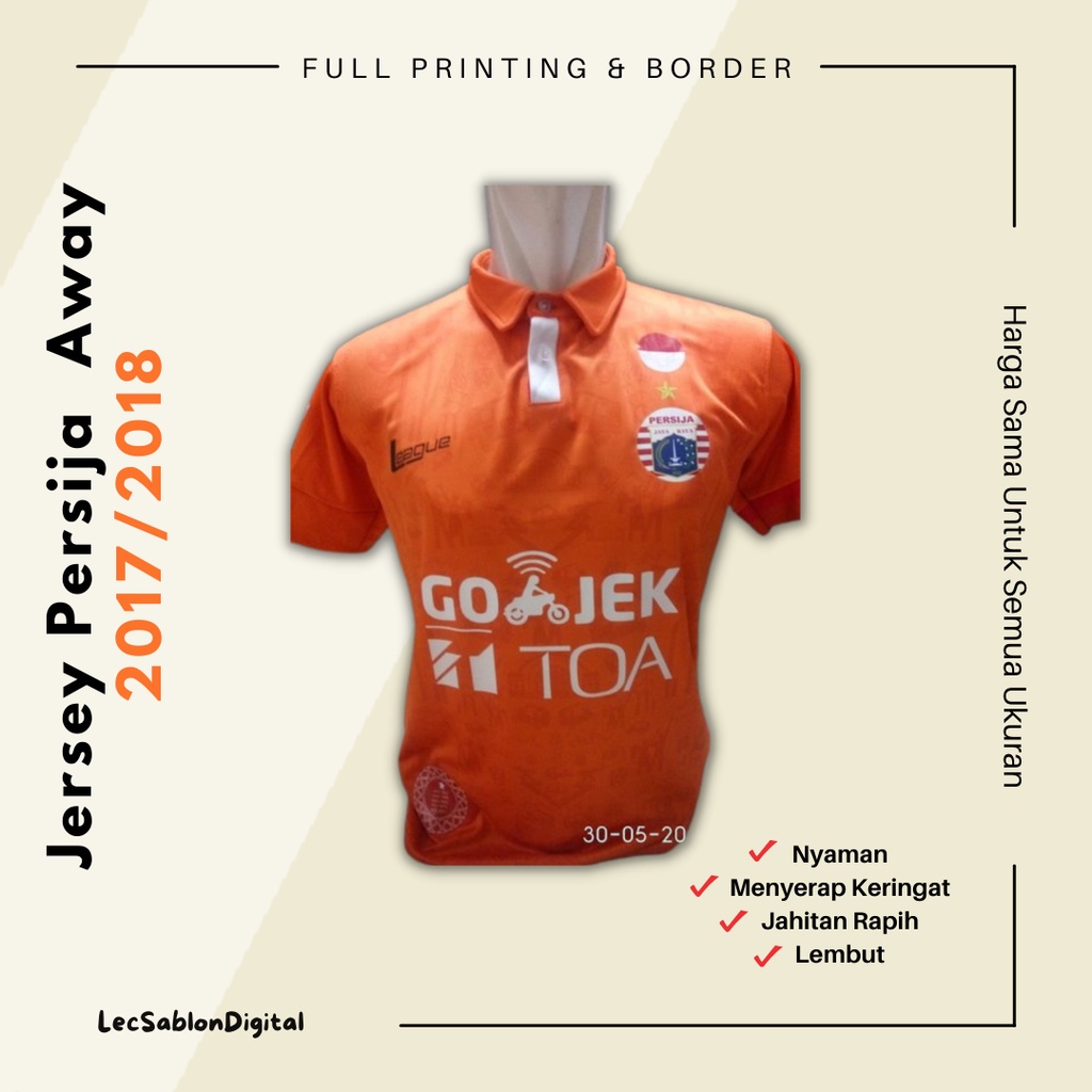 Jersey Persija ( AWAY 2017 / 2018 ) Original Full Polyflex / Full Print