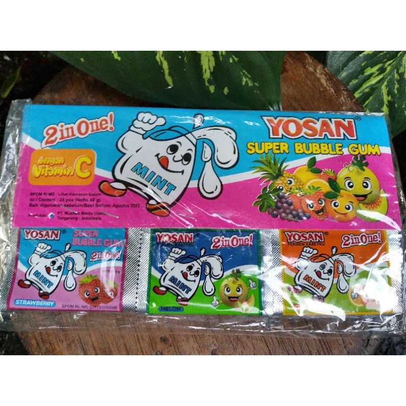 

Permen Karet Yosan Bubble Gum 2 in 1Rasa Buah isi 24 pcs.