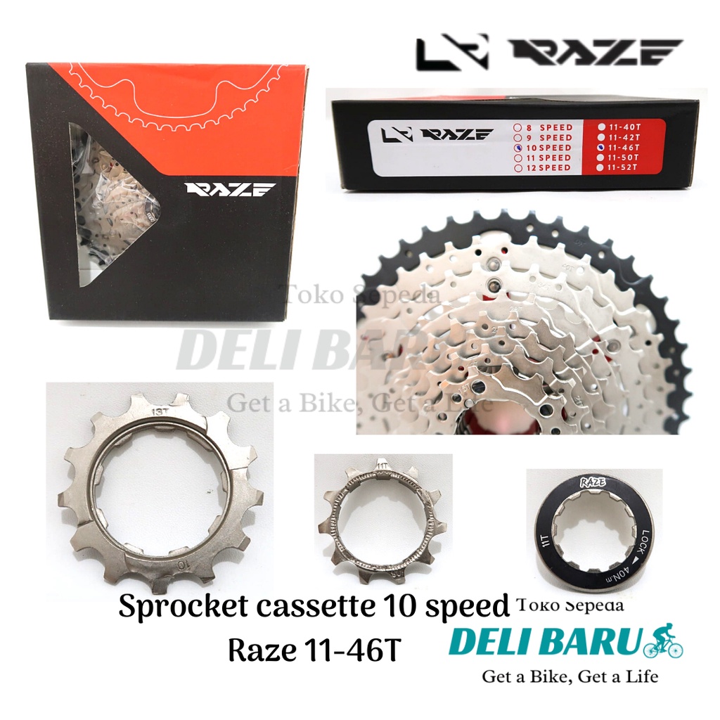 Raze Sprocket cassette 10 speed 11 - 46T sepeda MTB