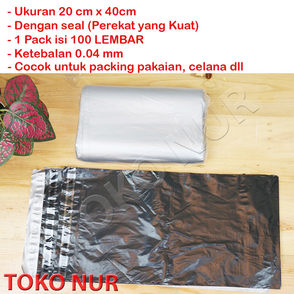 Kantong Plastik packing olshop ukuran 20cm  x 40cm dengan perekat seal