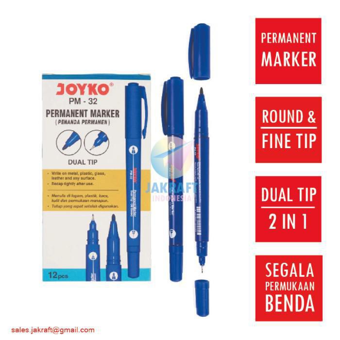

Spidol Permanen Biru JOYKO 2 in 1 Blue Permanent Marker PM32 JQZ515