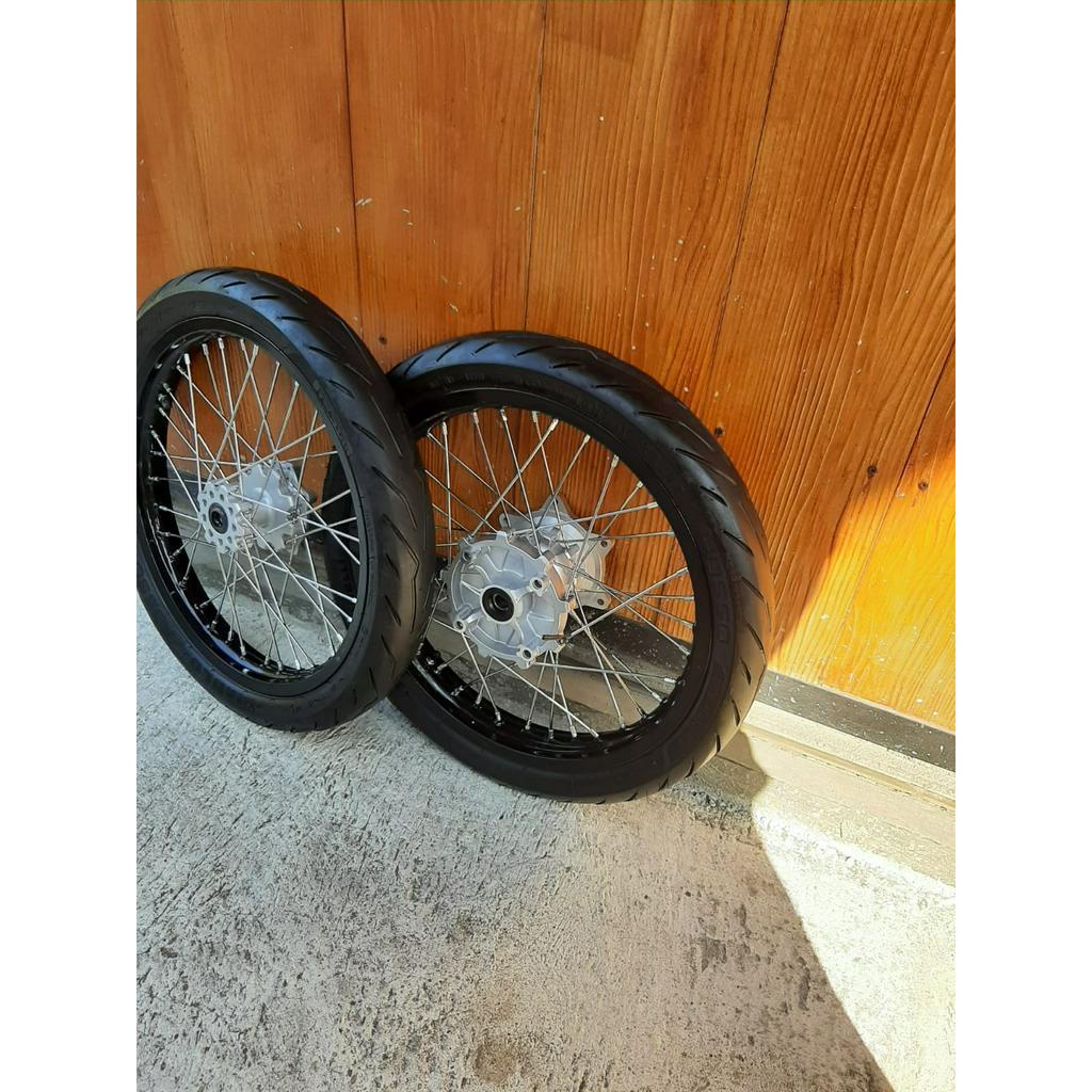 Wheelset Semi Cacing CRF 150 L Roda Set Supermoto Herex Honda CRF 150 L ring 17