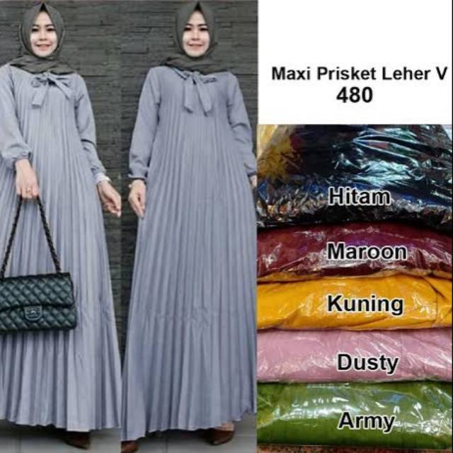 Gamis plisket pita // gamis plisket tali // gamis plisket jumbo