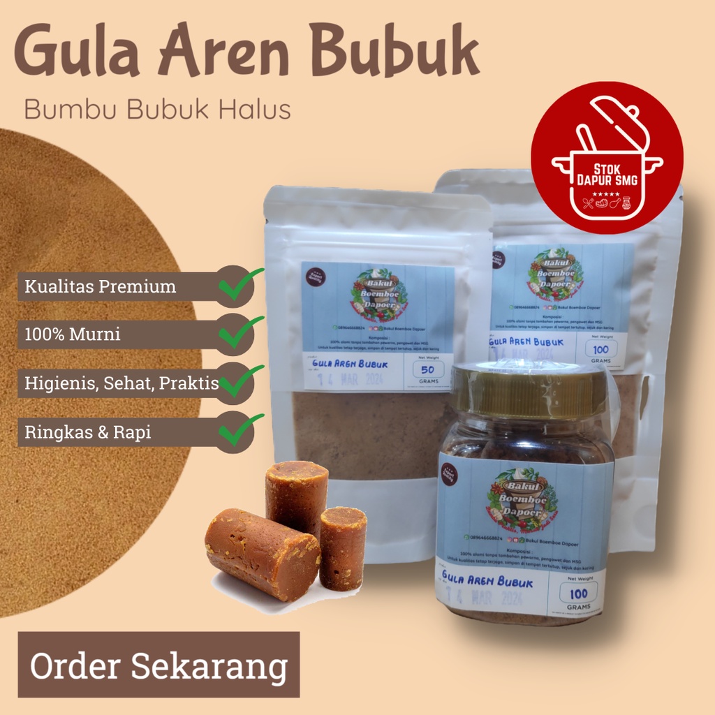 

Gula Aren Gula Kelapa Gula Semut Asli Bubuk Murni Pouch Refill 50gr 100gr Botol 100gr