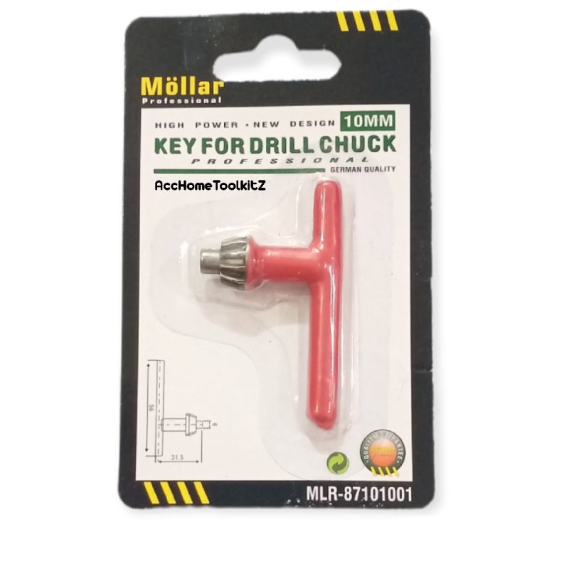 Kunci Kepala Bor Listrik 10MM / Alat Kunci Pembuka Mata bor / Key For Drill Chuck - MOLLAR