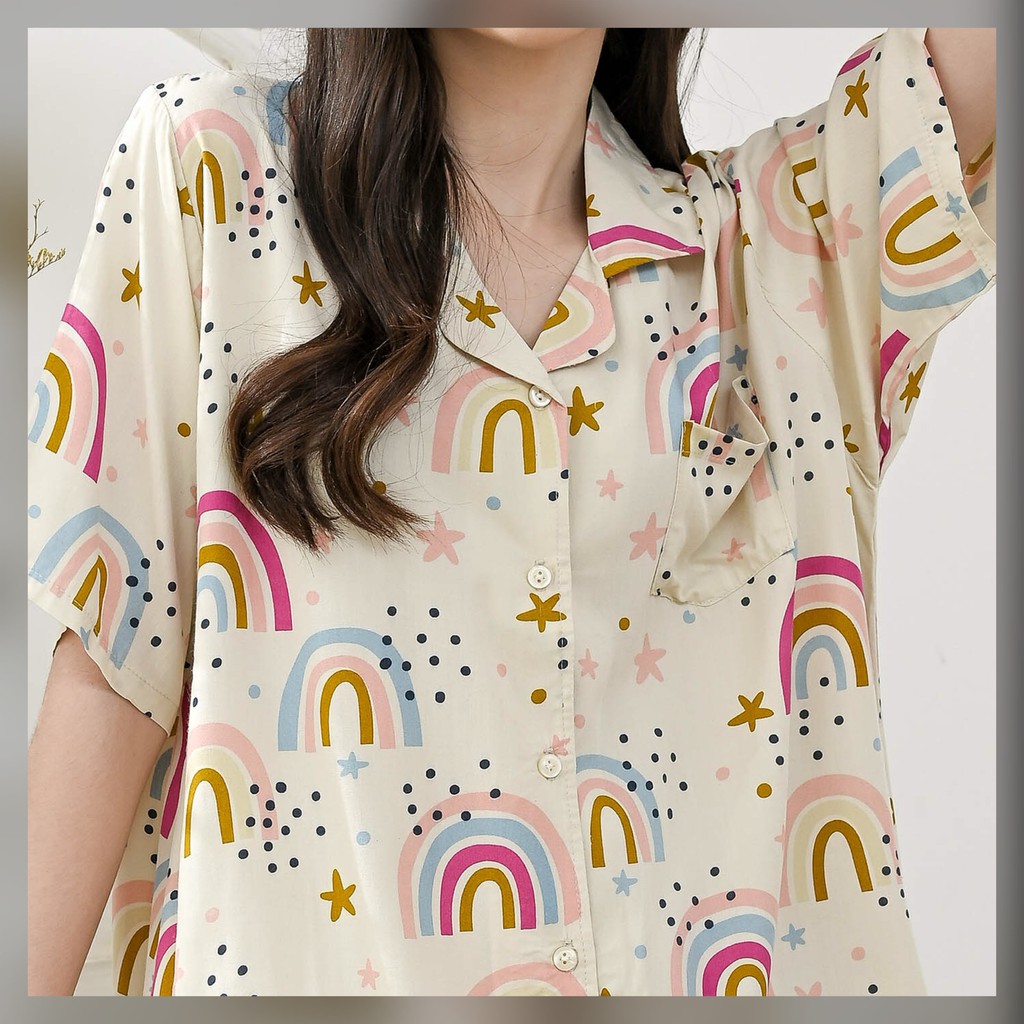 Kalla set - Sleepwear / Piyama Baju Tidur Rayon by RAHA Sleepwear-Rainbow