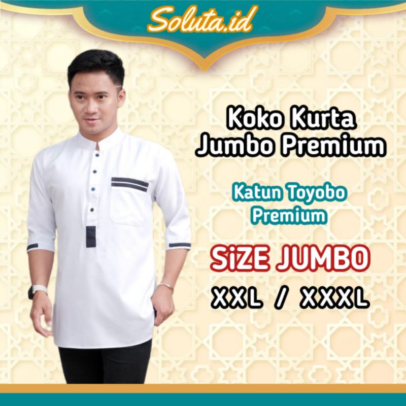 Koko Kurta Pakistan 3/4 Pria Dewasa Jumbo Big Size XXL XXXL Baju Muslim Laki Laki Lengan Pendek Prem