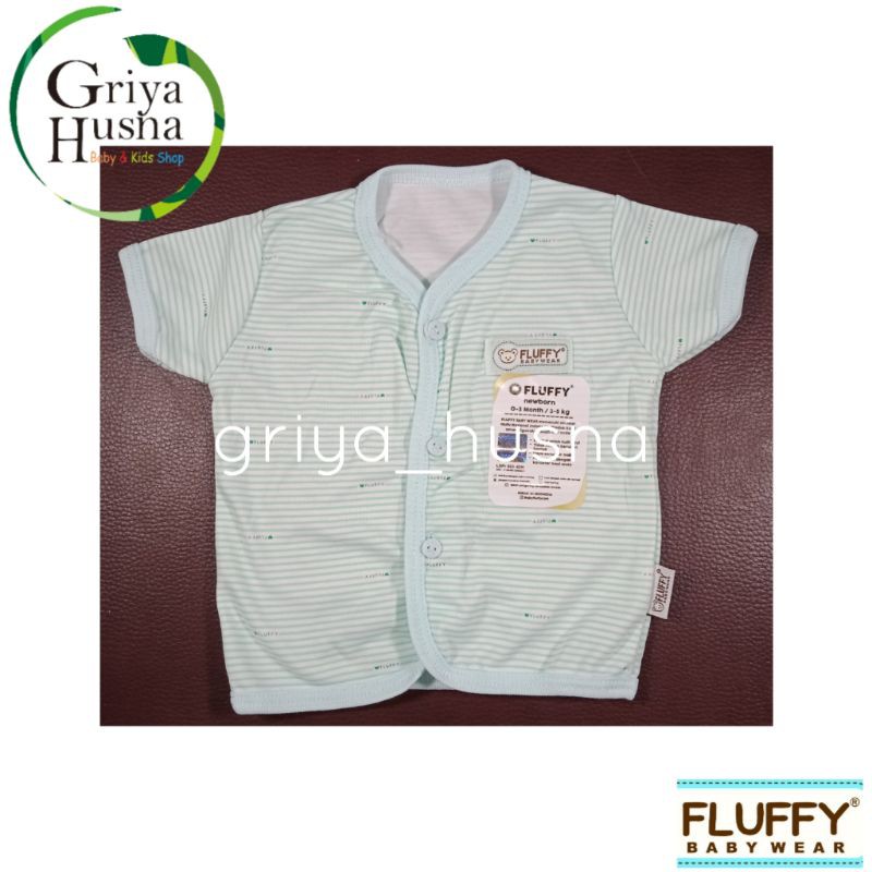 Fluffy - Salur - Baju Bayi Lengan Pendek Bis size NB, S, M, L-Hijau