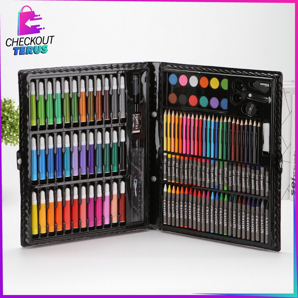 CT A28 Pensil Warna Crayon Set Isi 150PCS Peralatan Menggambar Lukis Mewarnai Anak Kit Colouring Book