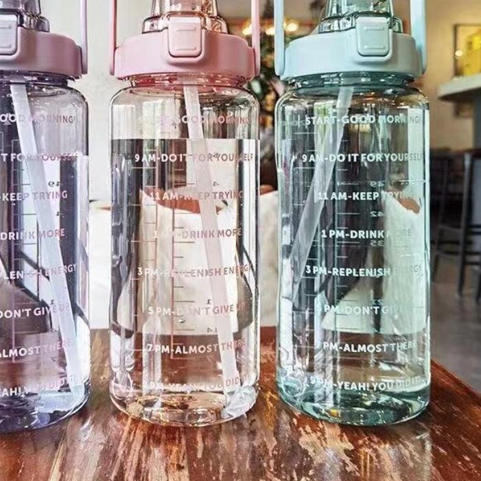 Botol Minum VIRAL ORIGINAL YIBEN Motivasi dengan Penanda Waktu Kapasitas Besar 2000 ML 2 LITER 1000 